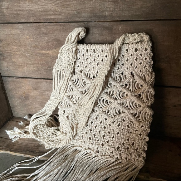 Vintage Macramé Boho Hippie Shoulder Bag Cross-body🌻 ☮️ - Picture 12 of 13